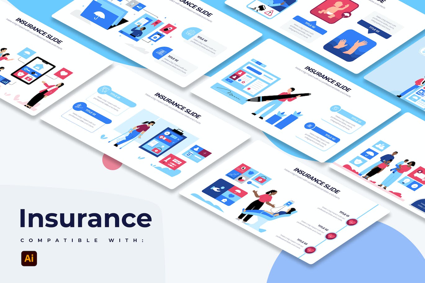 现代保险业务信息图表矢量模板 Business Insurance Slides Illustrator Infographics 幻灯图表 第1张