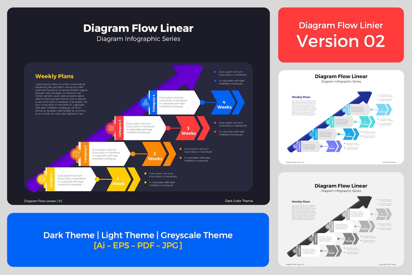 线条流程图表矢量素材v2 Diagram Flow Linear V2 图片素材 第1张