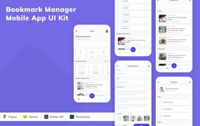 书签管理器移动应用程序App UI设计套件 Bookmark Manager Mobile App UI Kit