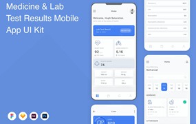 药物&实验测试结果移动应用程序App设计UI模板 Medicine & Lab Test Results Mobile App UI Kit