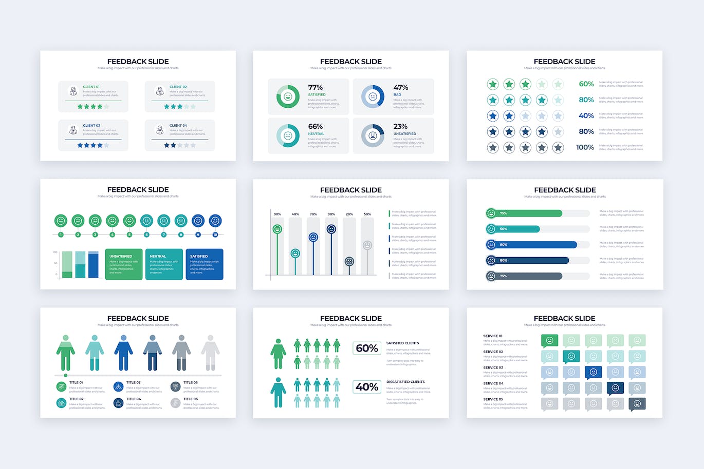 评论反馈信息图表矢量模板 Business Feedback Slides Illustrator Infographics 幻灯图表 第3张