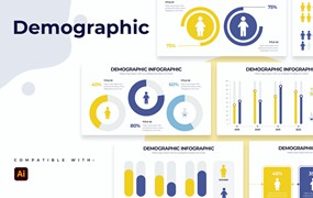 人口统计信息图表矢量模板 Business Demographics Illustrator Infographics