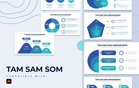 TAM SAM SOM商业市场信息图表矢量模板 Business TAM SAM SOM Illustrator Infographics