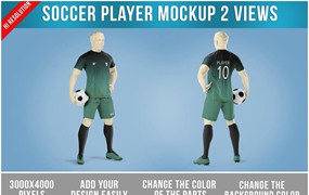 足球运动员服装设计样机 Soccer Player Mockup Template