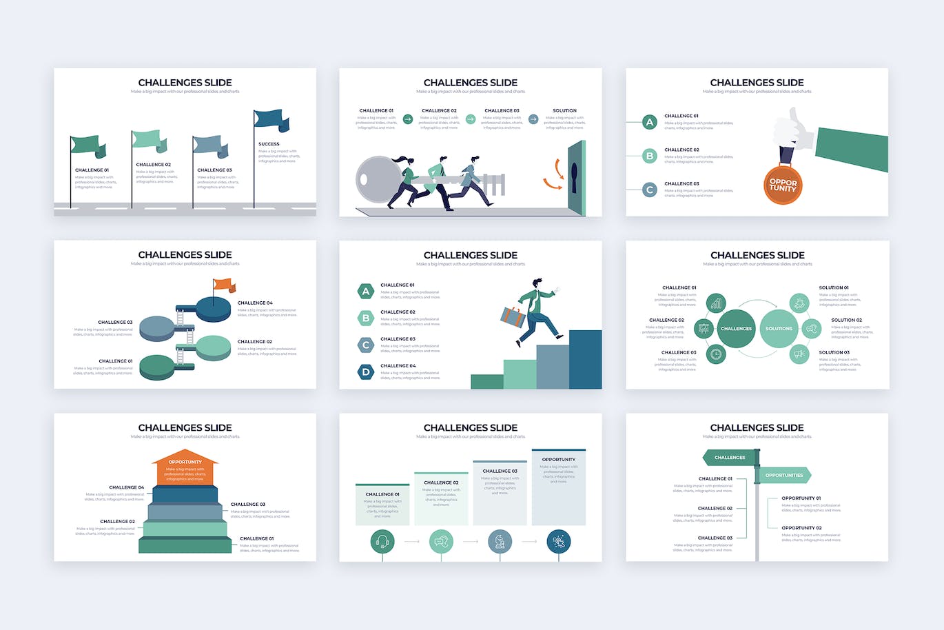 商业挑战信息图表矢量模板 Business Challenges Illustrator Infographics 幻灯图表 第2张