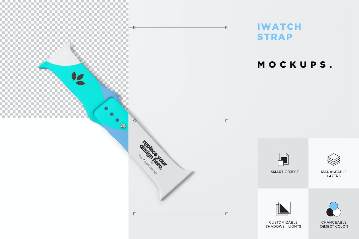 iWatch橡胶表带品牌设计样机 iWatch Rubber Strap Mockups 样机素材 第6张