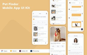 宠物搜寻器移动应用程序App UI设计套件 Pet Finder Mobile App UI Kit