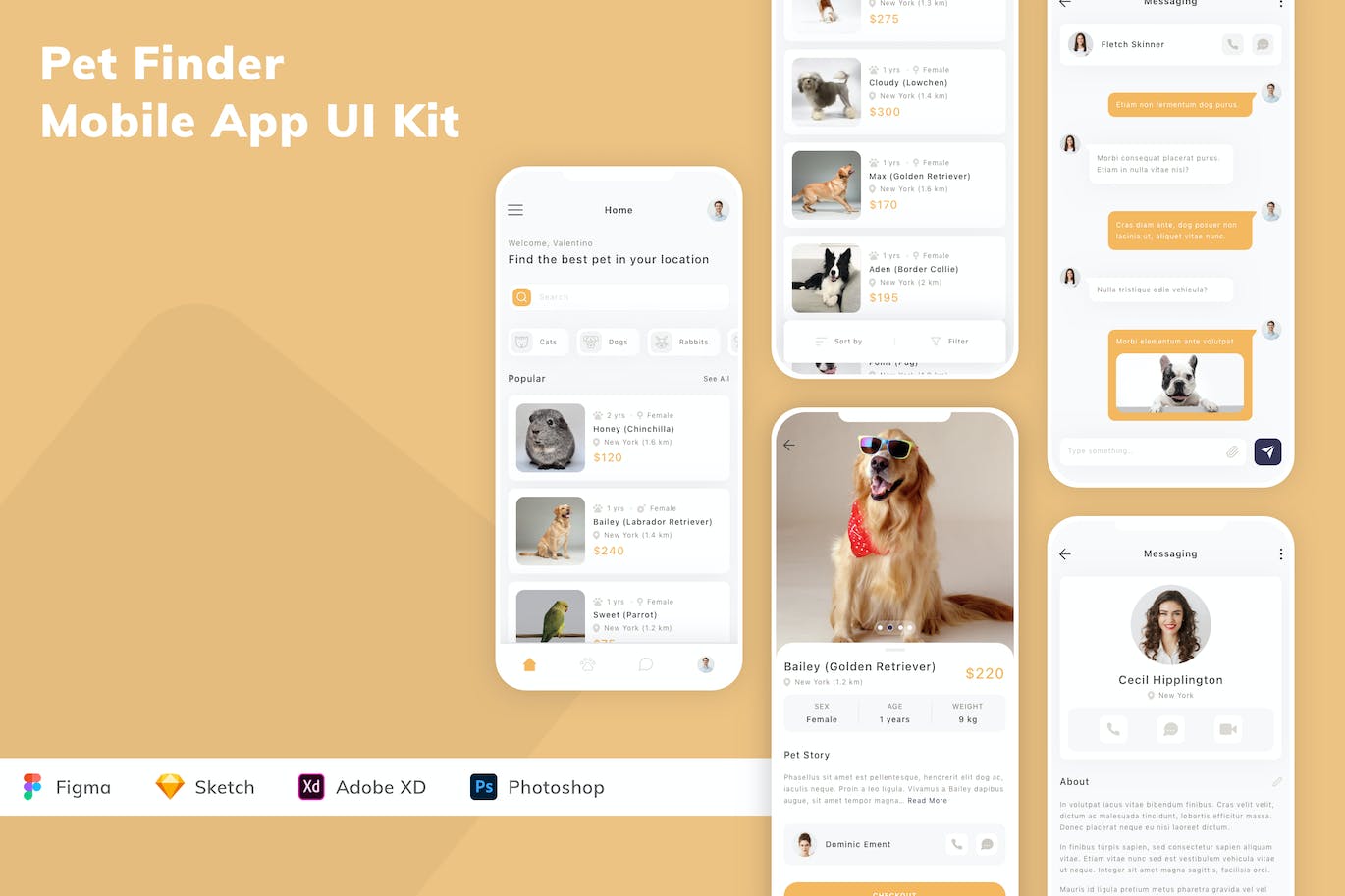 宠物搜寻器移动应用程序App UI设计套件 Pet Finder Mobile App UI Kit APP UI 第1张