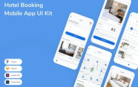 订酒店App应用程序UI设计模板套件 Hotel Booking Mobile App UI Kit