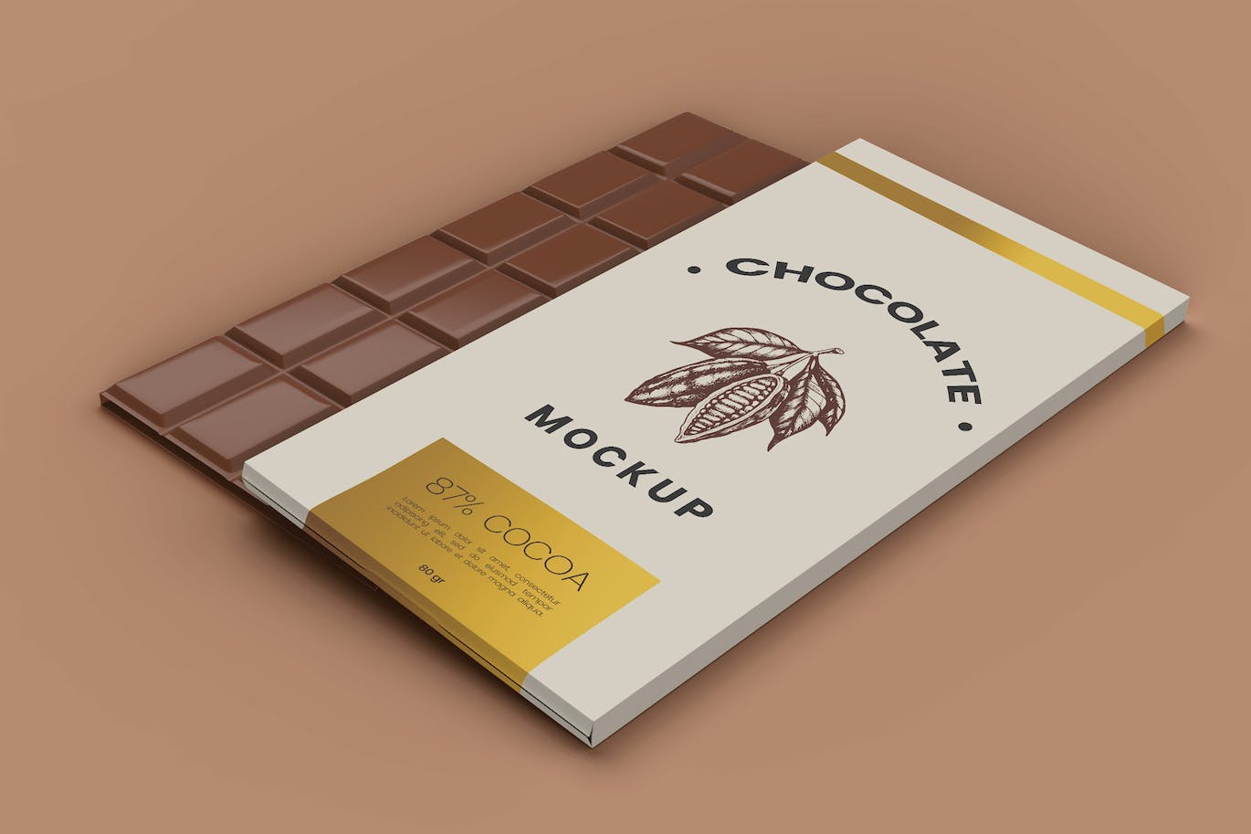 巧克力棒食品包装设计样机 Realistic Chocolate Bar Packaging Mockup 5 Views 样机素材 第3张