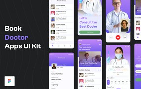 医生问诊App移动应用程序UI套件 Book Doctor App UI Kit