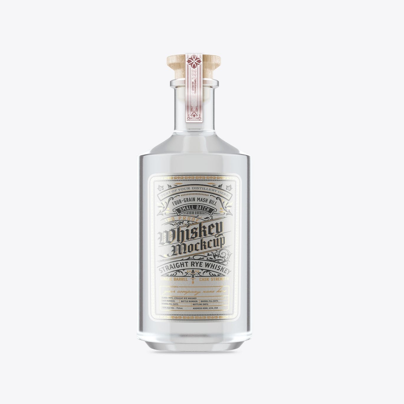 威士忌酒玻璃瓶包装设计样机 Pack Whiskey Liquor Glass Bottle Mockup 样机素材 第5张