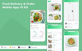 食品配送和订购App应用程序UI设计模板套件 Food Delivery & Order Mobile App UI Kit