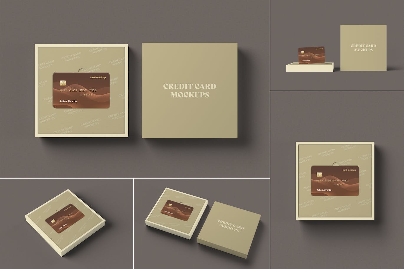 盒子信用卡设计展样机 Credit Card with Box Mockups 样机素材 第1张