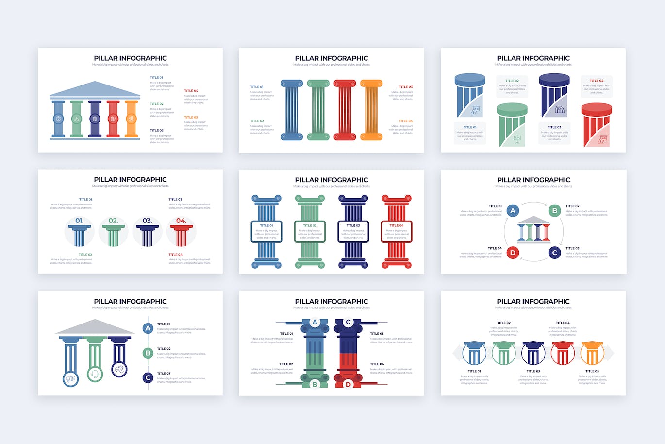 罗马柱信息图表矢量模板 Business Pillar Illustrator Infographics 幻灯图表 第2张