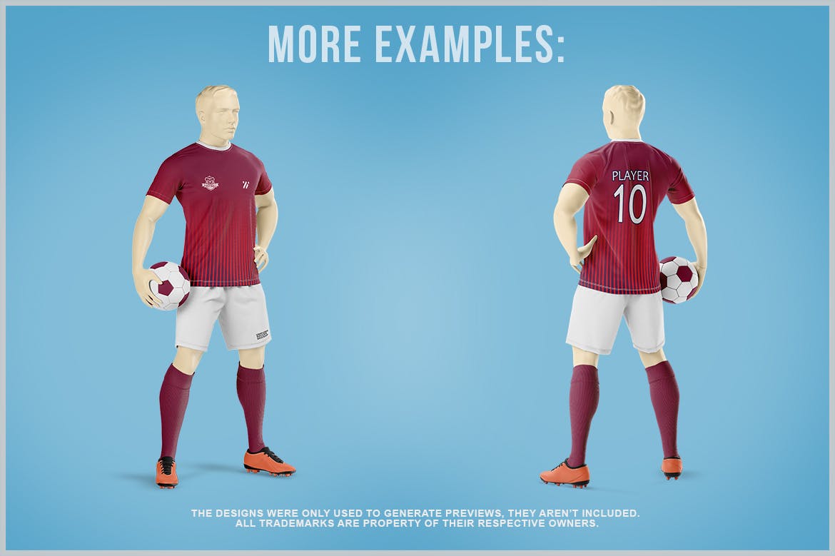 足球运动员服装设计样机 Soccer Player Mockup Template 样机素材 第5张