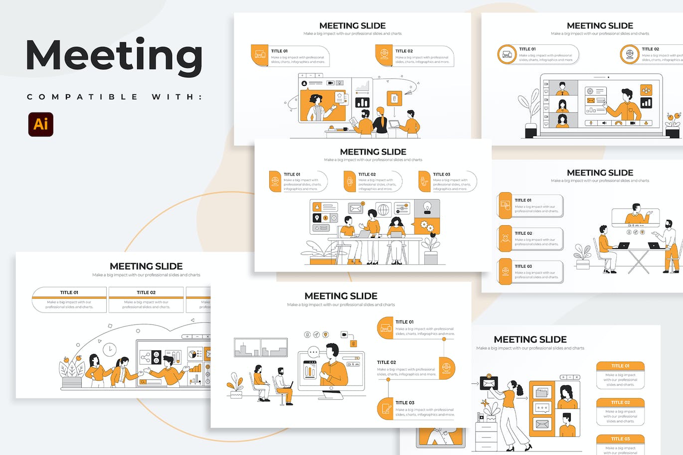 商业会议信息图表矢量模板 Business Meeting Slides Illustrator Infographics 幻灯图表 第1张