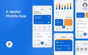 电子钱包App移动应用程序UI套件 E-Wallet Mobile App UI Kit