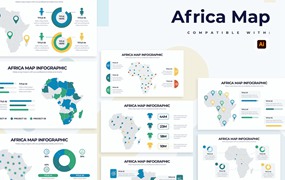 非洲地图信息图表矢量模板 Education Africa Map Illustrator Infographics