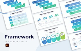 流程选项信息图表矢量模板 Business Framework Illustrator Infographics