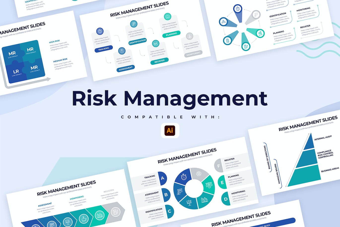 风险管理信息图表矢量模板 Business Risk Management Illustrator Infographics 幻灯图表 第1张