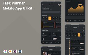 测试管理App应用程序UI设计模板套件 Task Planner Mobile App UI Kit