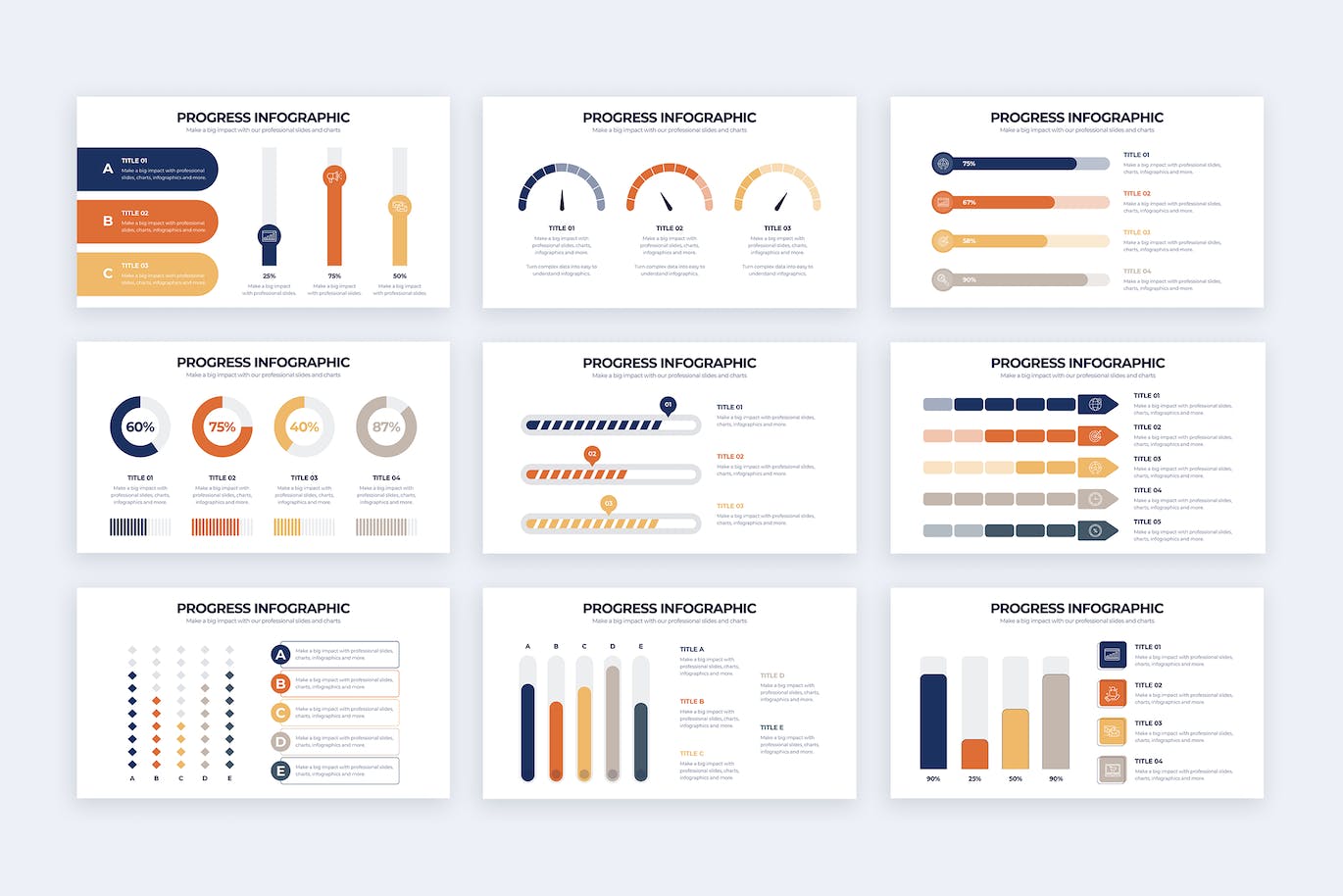 业务增长信息图表矢量模板 Business Progress Illustrator Infographics 幻灯图表 第3张