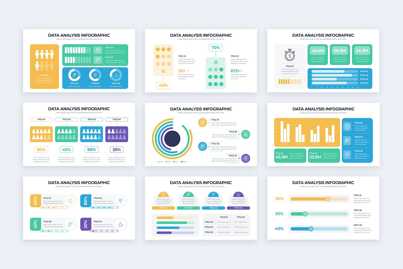 数据分析信息图表矢量模板 Business Data Analysis Illustrator Infographics 幻灯图表 第3张