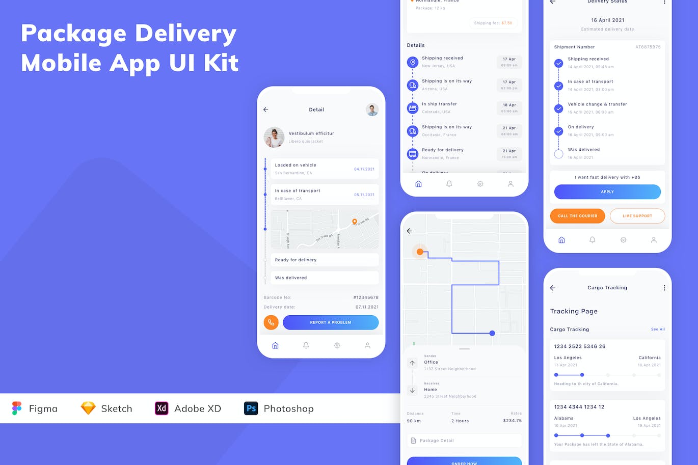 包裹交付移动应用程序App UI设计套件 Package Delivery Mobile App UI Kit APP UI 第1张