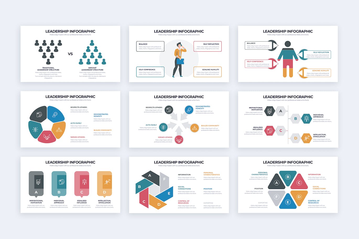 商业领导力信息图表矢量模板 Business Leadership Illustrator Infographics 幻灯图表 第2张
