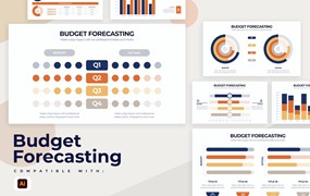预算预测评估信息图表矢量模板 Budget Forecasting Illustrator Infographics