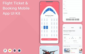 机票预订App应用程序UI设计模板套件 Flight Ticket & Booking Mobile App UI Kit