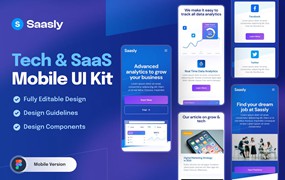 SaaS产品服务移动应用程序UI套件 Saasly – Tech & SaaS Mobile App UI Kit