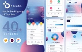 手机银行金融App应用程序UI模板 Teofin – Mobile Banking App UI Template