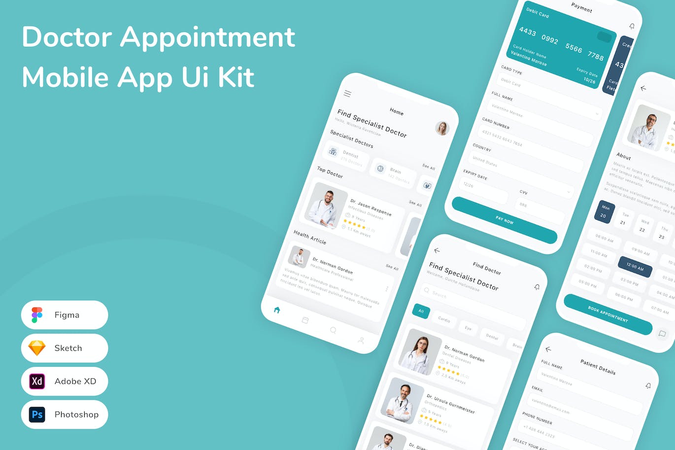 医生预约应用程序App界面设计UI套件 Doctor Appointment Mobile App Ui Kit APP UI 第1张