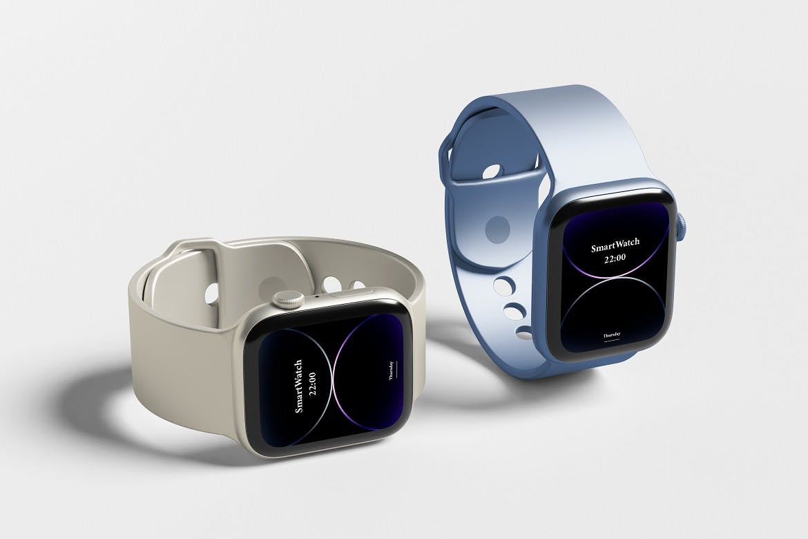 苹果手表watch屏幕展示样机 Smart Watch Mockup 样机素材 第2张