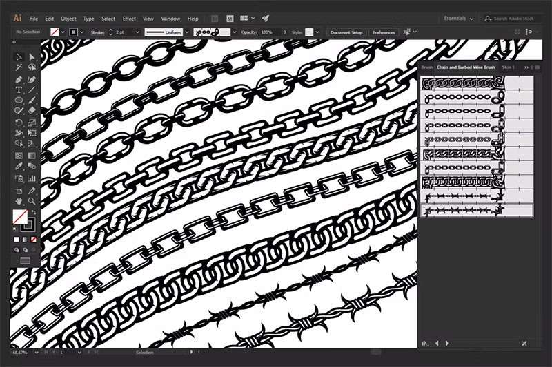 Adobe Illustrator铁链和钢丝网笔刷 笔刷资源 第3张