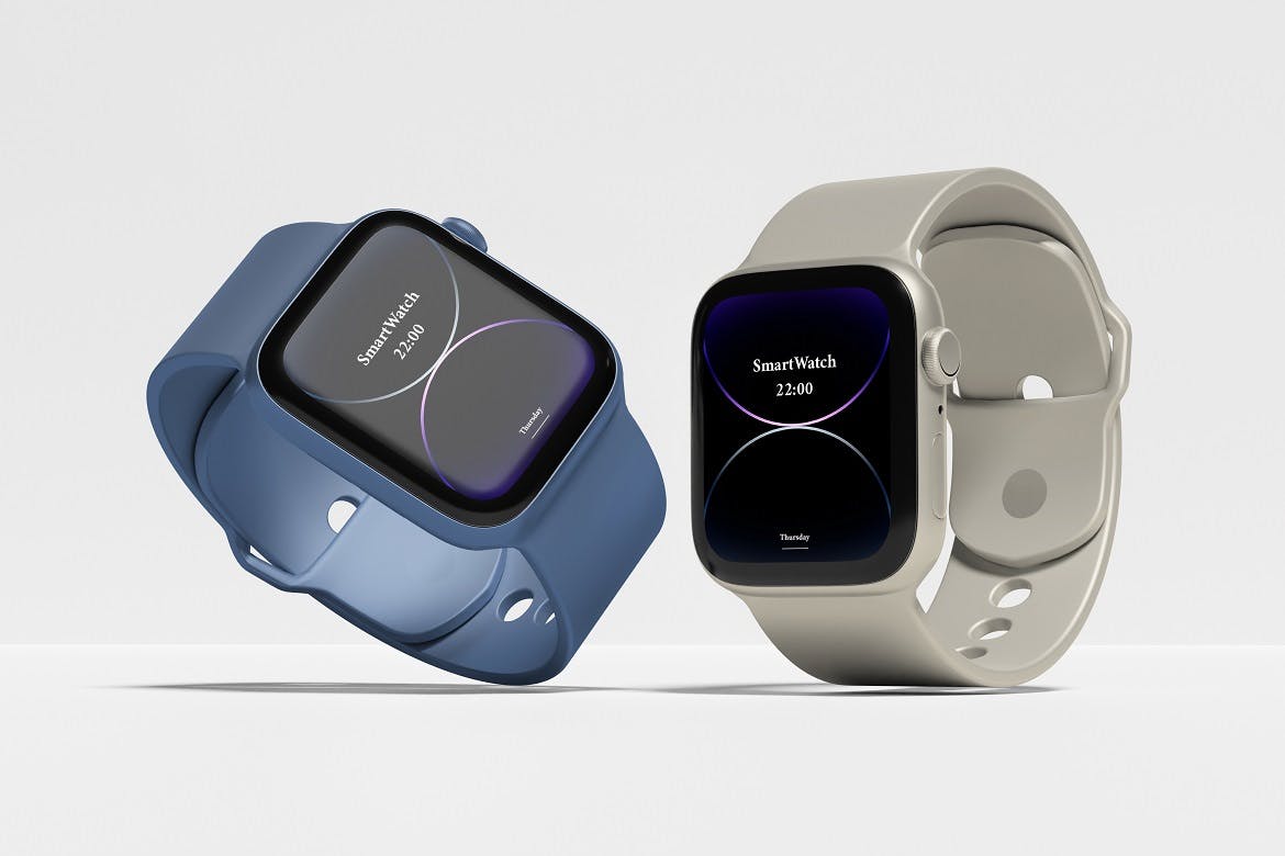 苹果手表watch屏幕展示样机 Smart Watch Mockup 样机素材 第4张