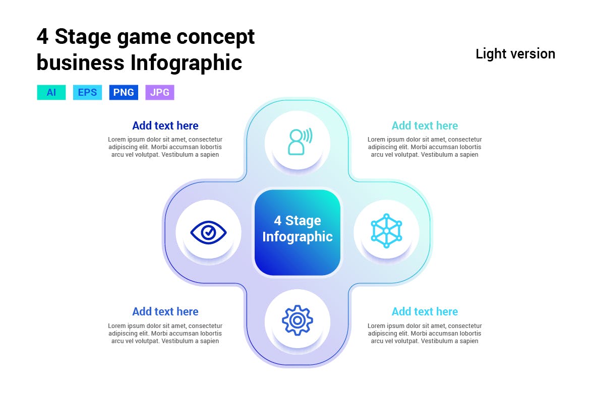 游戏方向键概念信息图表模板 4 Stage game concept infographic 幻灯图表 第3张