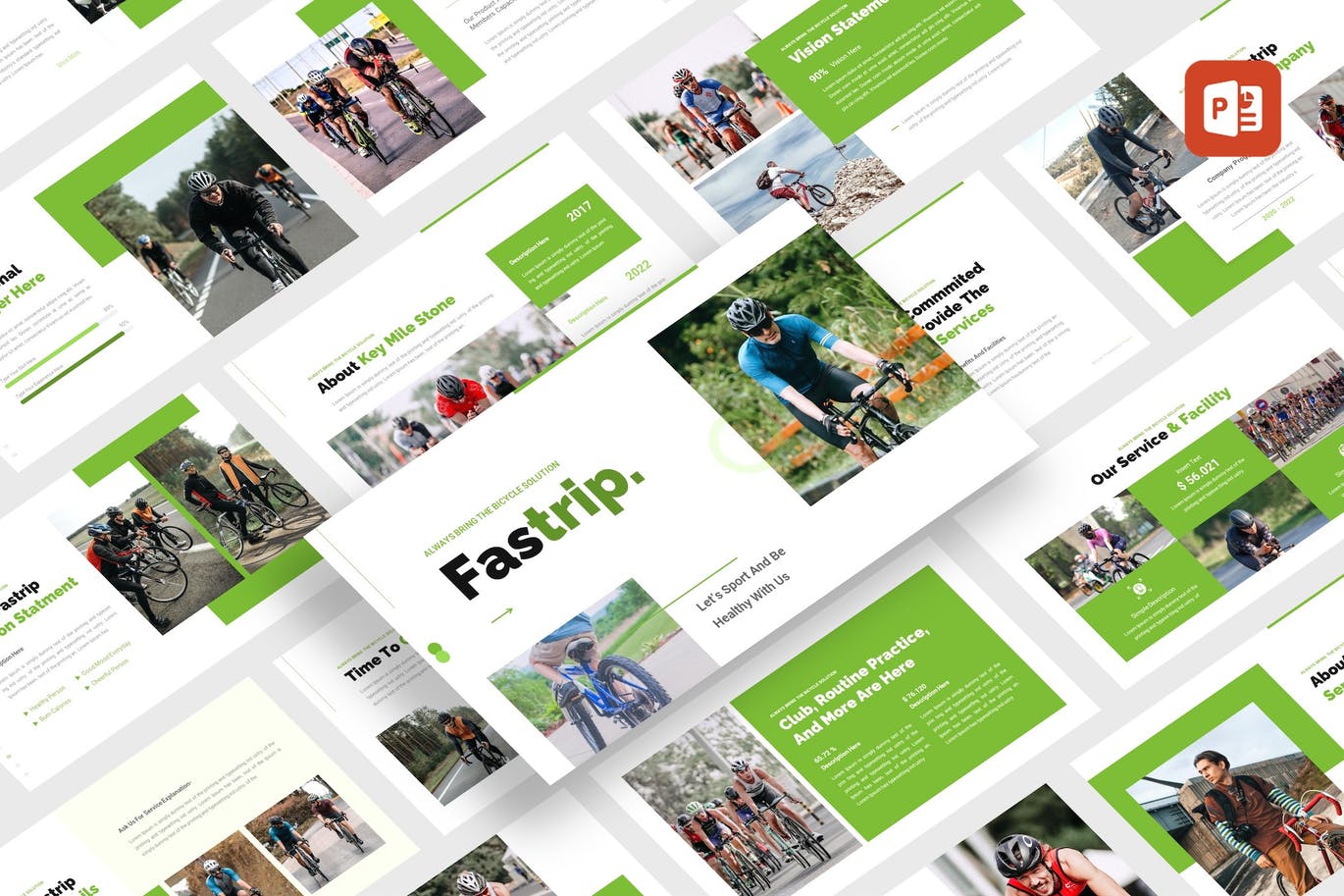自行车运动Powerpoint模板 Fastrip – Bicycle Sport PowerPoint Template 幻灯图表 第1张