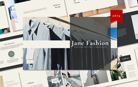 简约时尚服装品牌PowerPoint演示模板 Jane Fashion Powerpoint Template