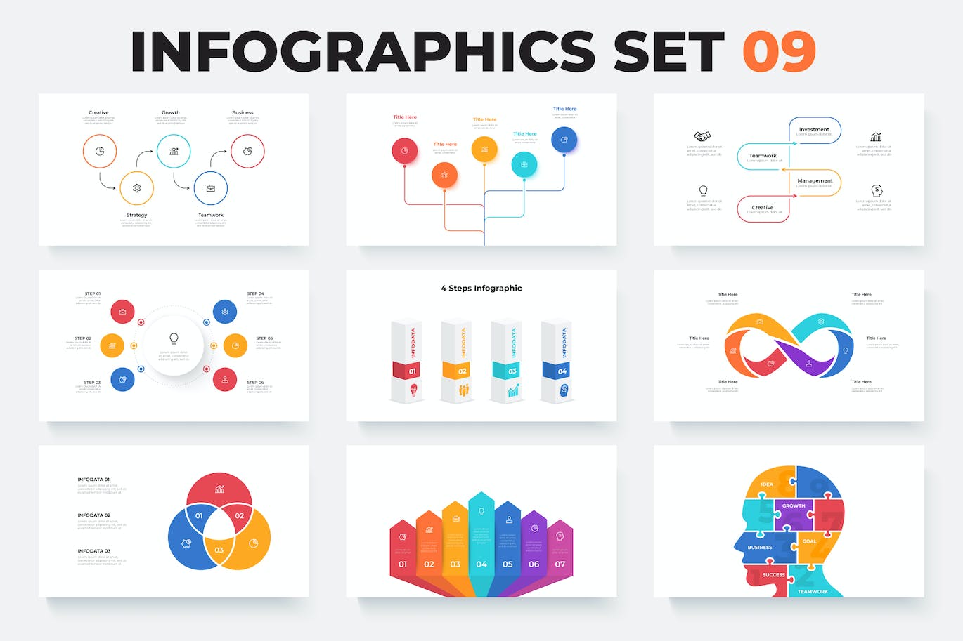 数据可视化信息图表元素集v9 Infographics Elements Set 09 幻灯图表 第1张