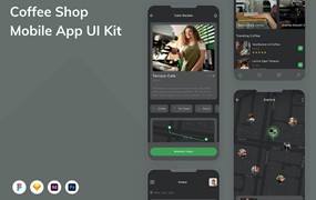 咖啡厅应用程序App界面设计UI套件 Coffee Shop Mobile App UI Kit