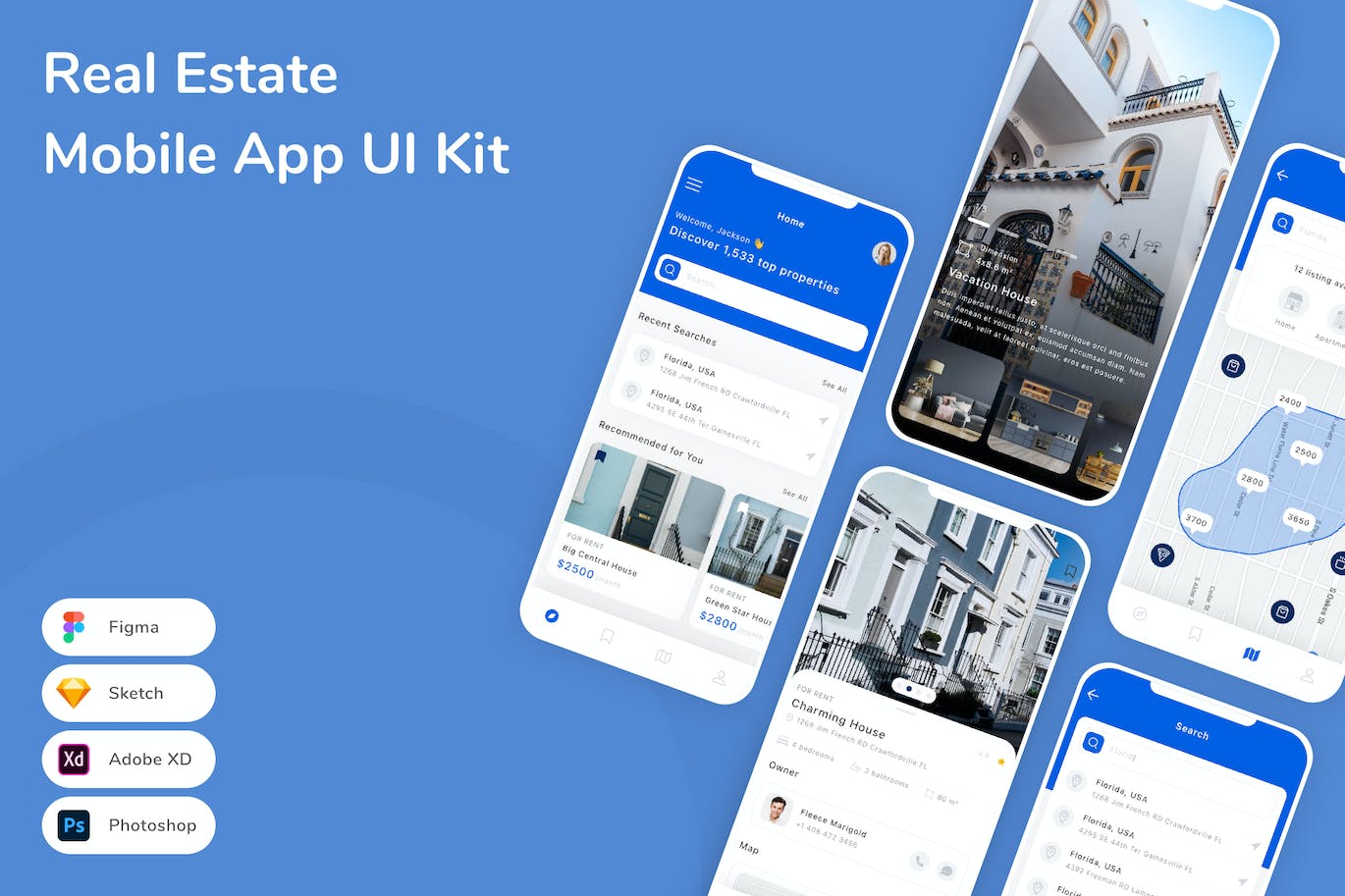 房地产App应用程序UI设计模板套件 Real Estate Mobile App UI Kit APP UI 第1张