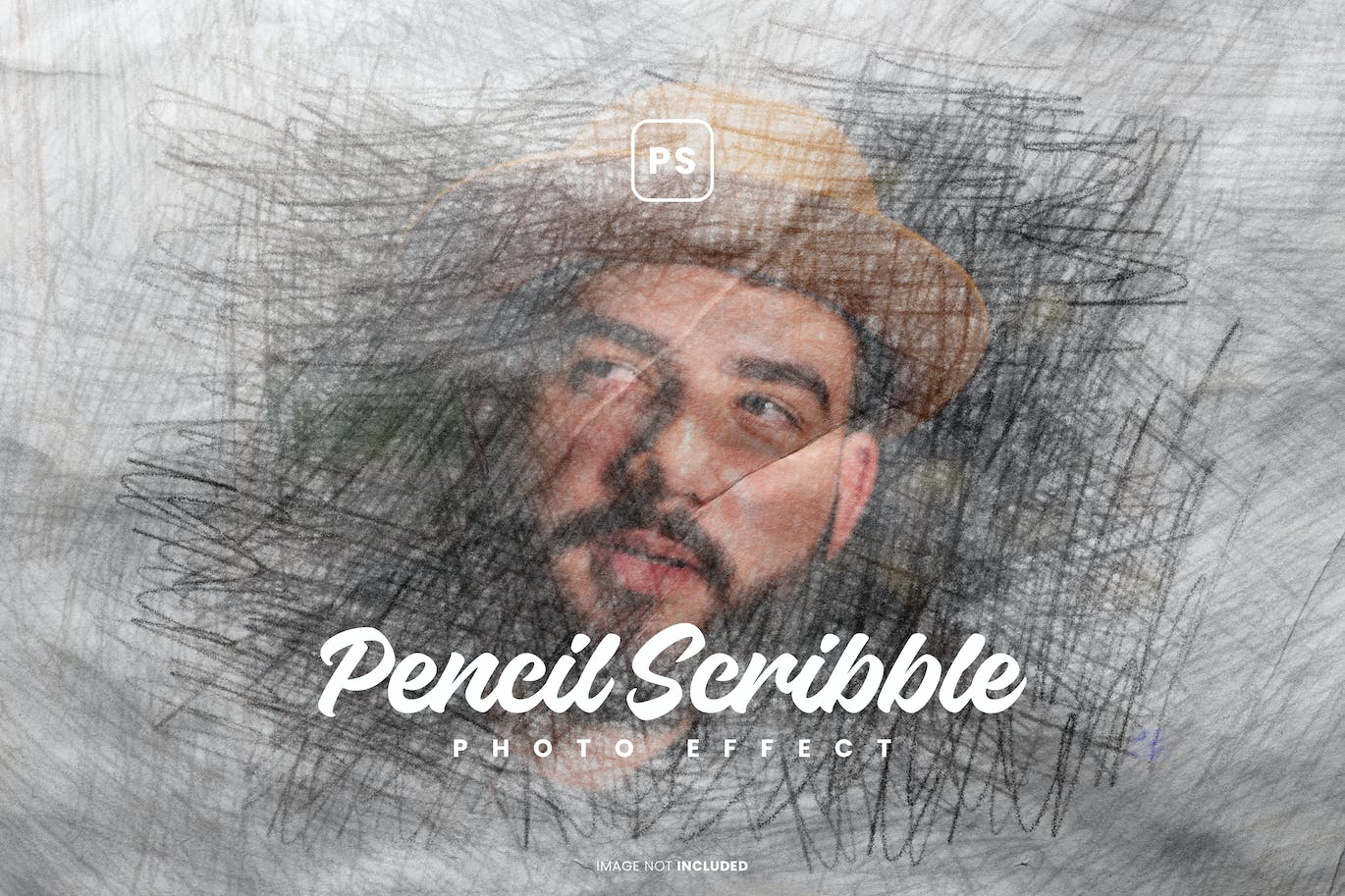 铅笔涂鸦照片特效PS图层样式 Pencil Scribble Photo Effect 插件预设 第1张
