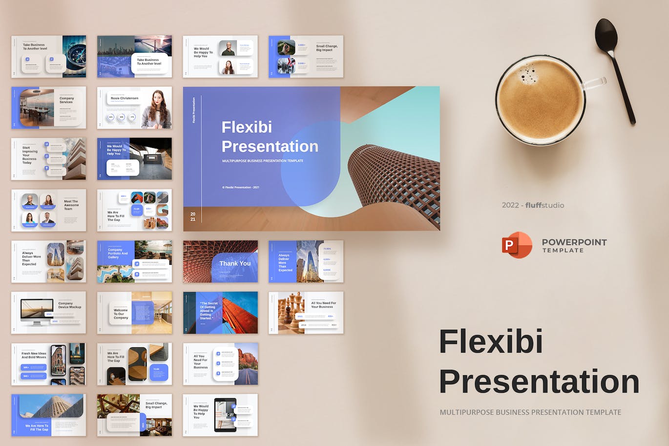 企业年度报告PPT模板 Flexibi – Multipurpose PowerPoint Template 幻灯图表 第1张