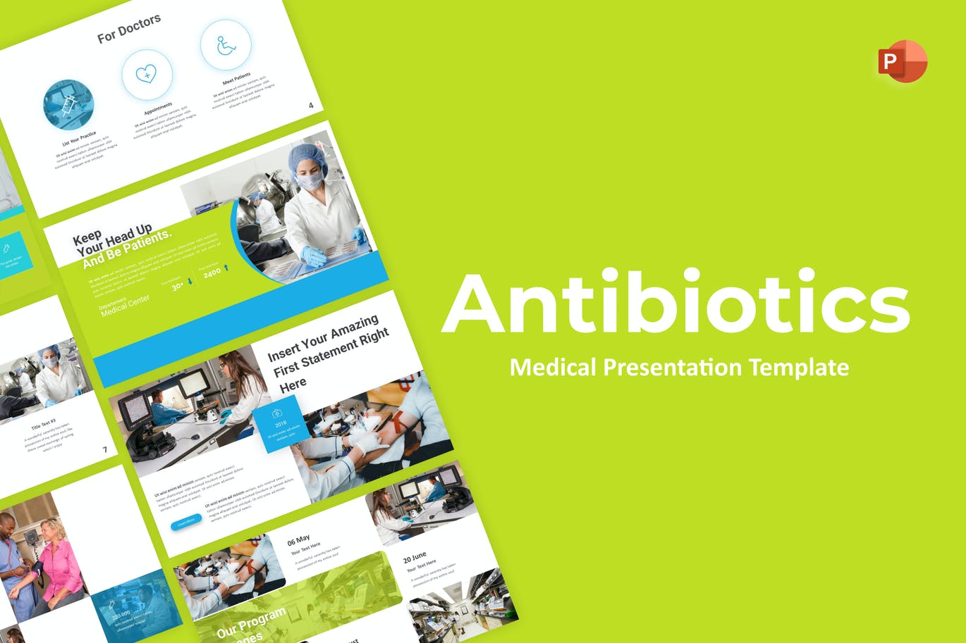 医学介绍幻灯片演示PPT模板 Antibiotics Medical PowerPoint Template 幻灯图表 第1张
