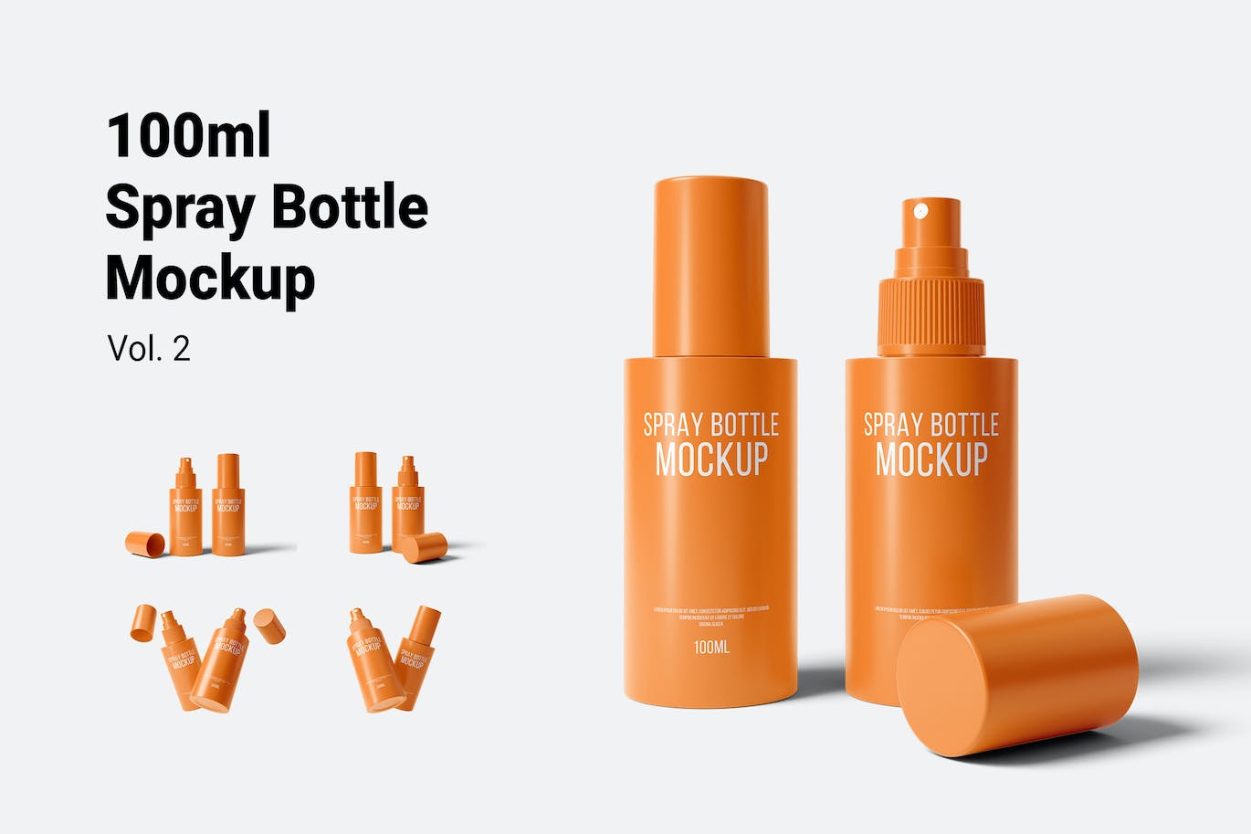 100ml喷雾瓶包装设计样机v2 100ml Spray Bottle Mockup Vol.2 样机素材 第1张