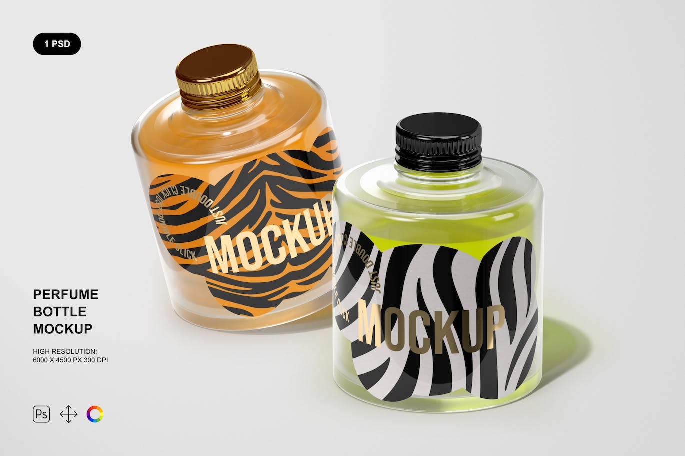 香水玻璃瓶品牌包装样机 Perfume Bottle Mockup 样机素材 第1张