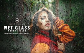 雨滴玻璃照片特效PS图层样式 Wet Glass Photo Effect